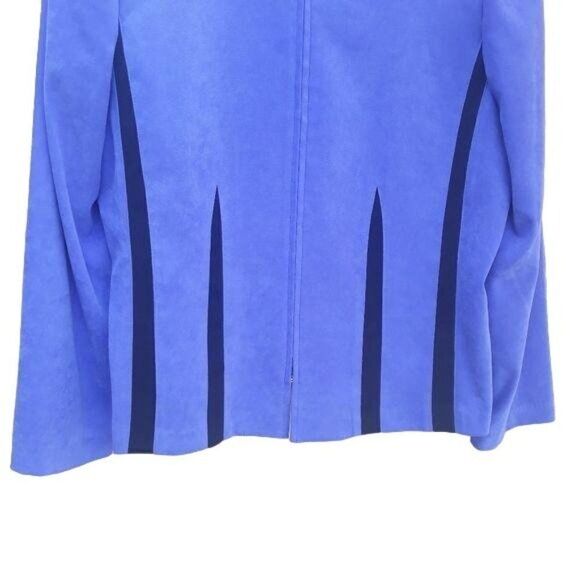 Vintage 80's Blazer Faux Vegan Suede Scoop Neck Zip Up Cutout Purple Devo 14 - Picture 6 of 8